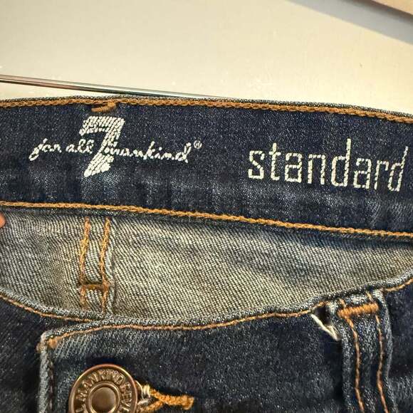 7 For All Mankind Standard Men’s Jeans Size 34 Straight Leg Dark Wash Denim - Picture 3 of 4